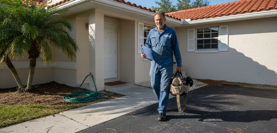 AC technician walks to Florida home