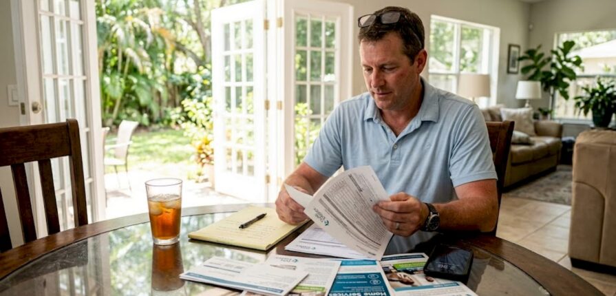 Homeowner reviewing HVAC upgrade paperwork