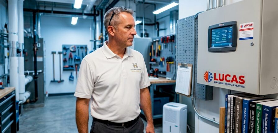 Hotel manager monitors HVAC control panel