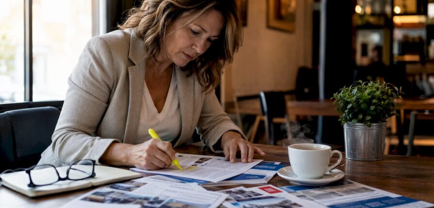 Woman reviewing HVAC service alternatives at home