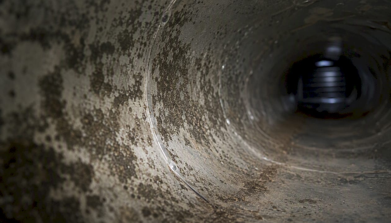 Fuzzy mold growing inside ductwork