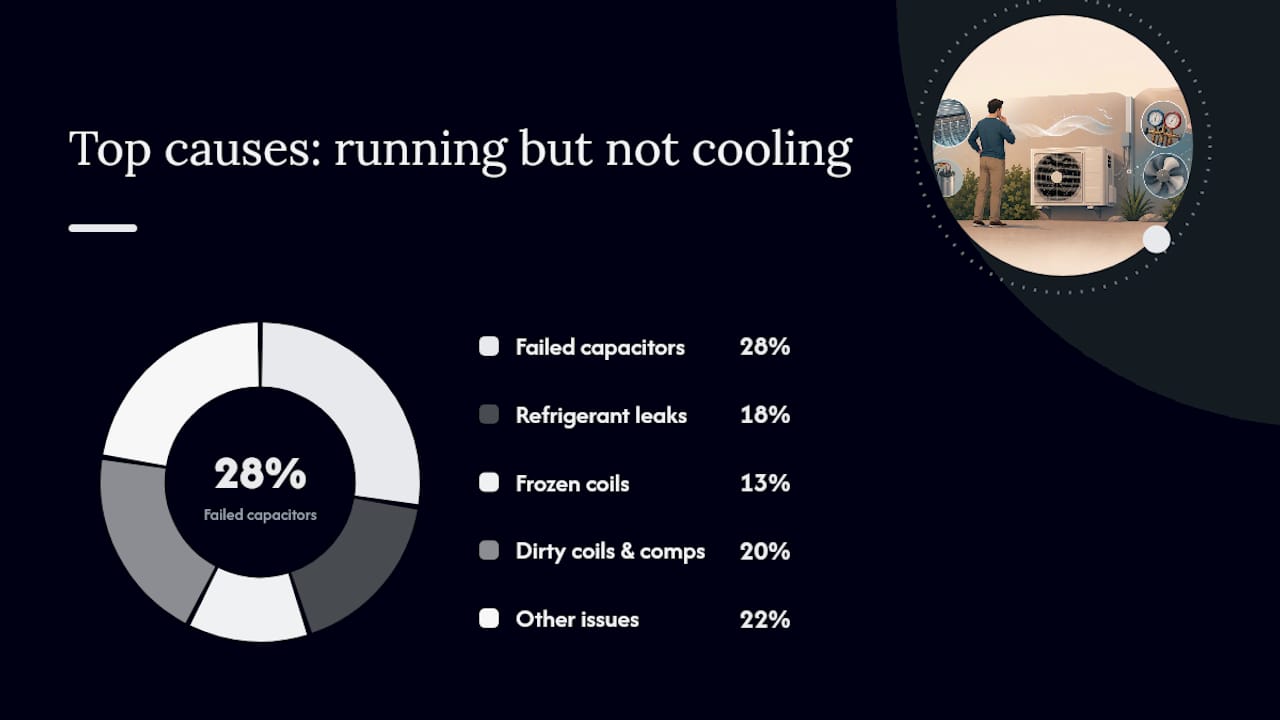 Chart showing common AC failure causes proportions