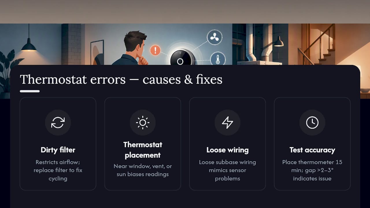 Diagram of thermostat errors and fixes