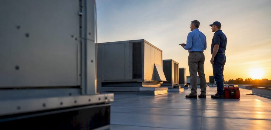 Commercial rooftop HVAC units during budget inspection