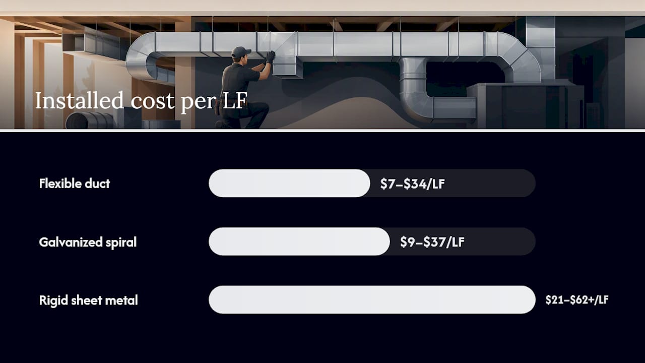 Installed duct costs by material type infographic