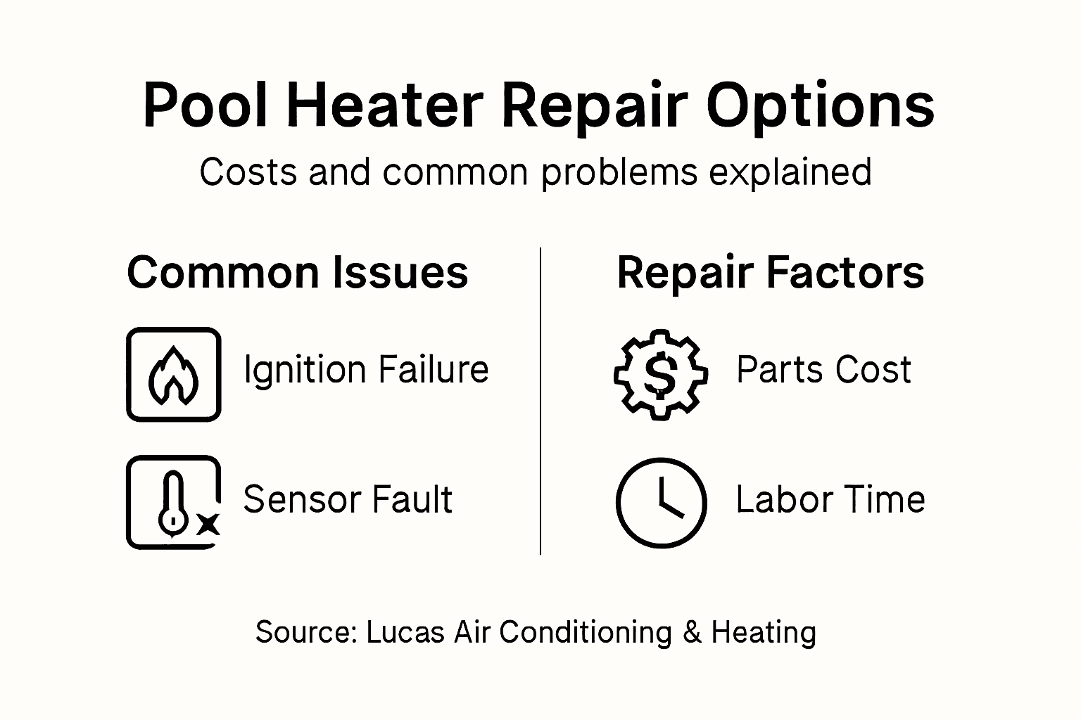 Infographic outlining pool heater repair options