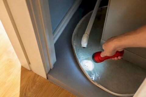 Standing water in an AC condensate drain pan