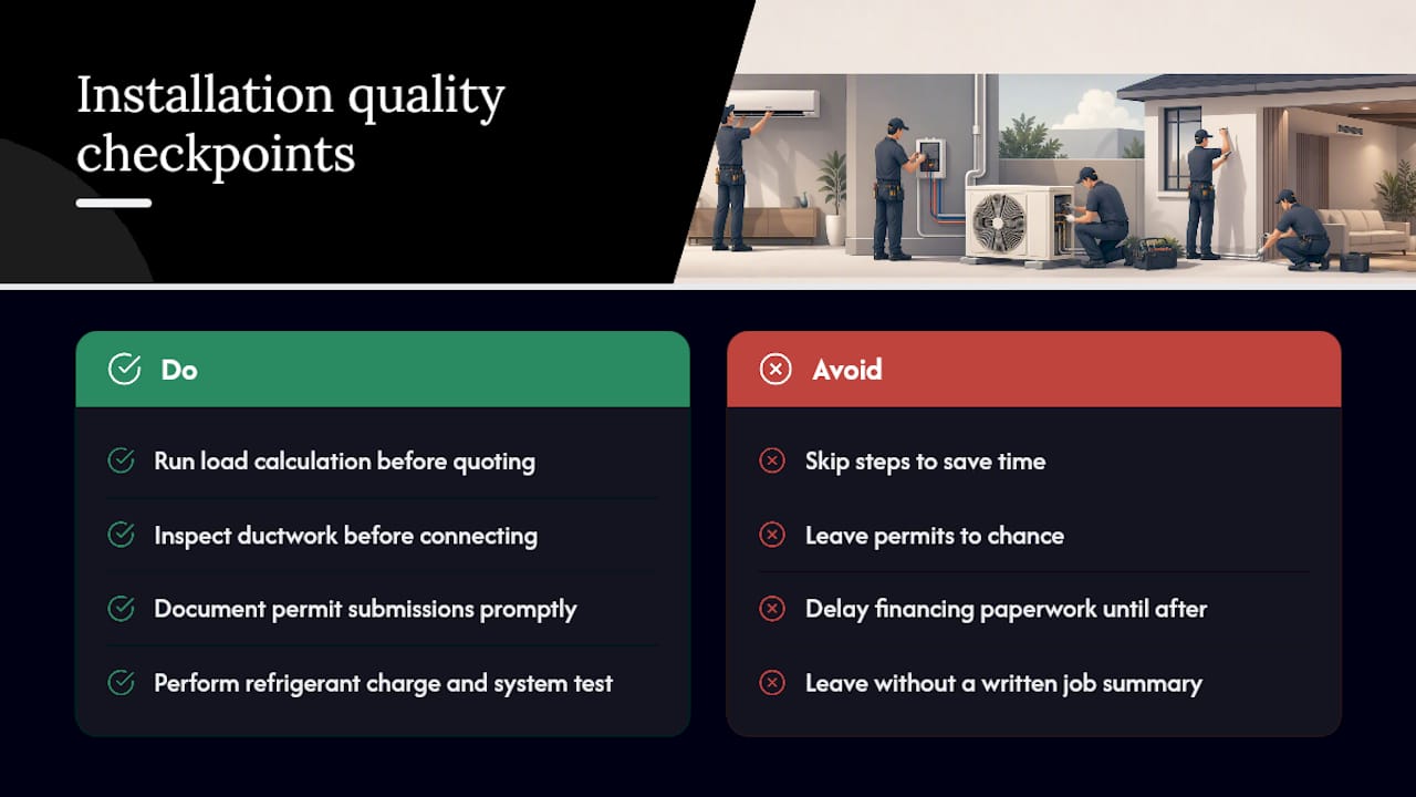AC installation quality checkpoints