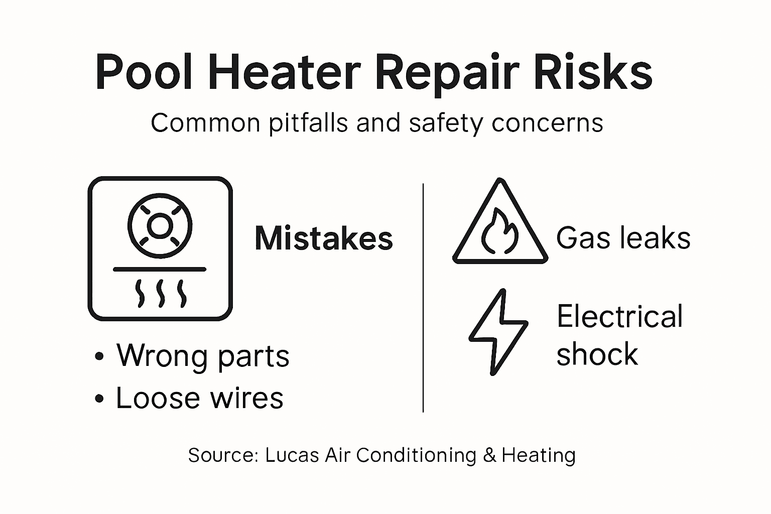 Infographic on pool heater repair mistakes and risks