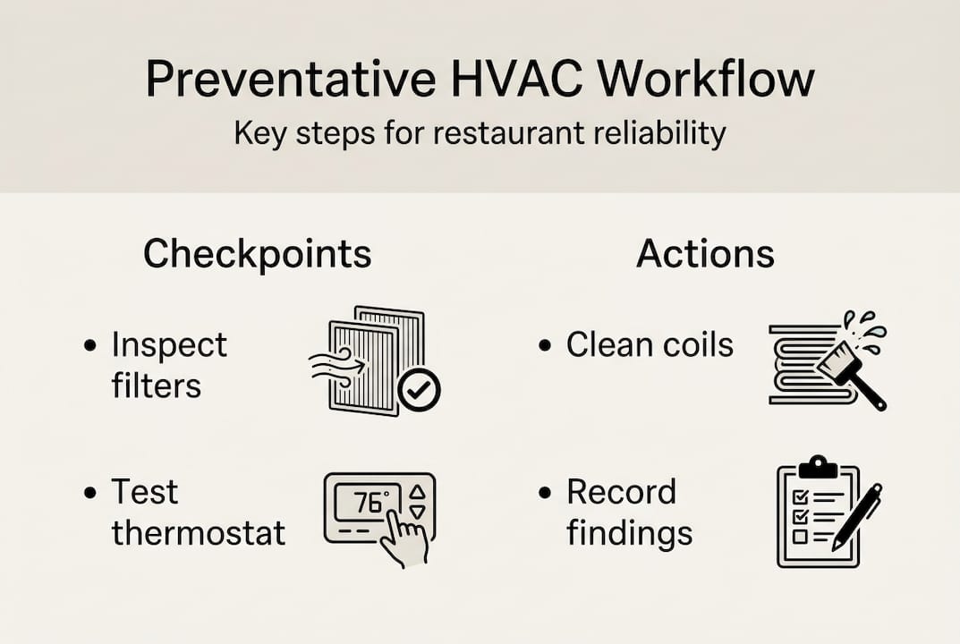 Infographic showing restaurant HVAC workflow steps