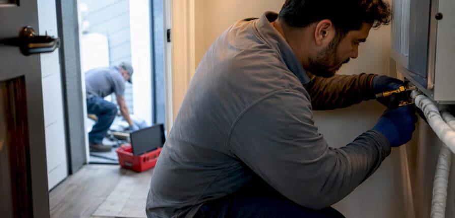 HVAC crew coordinating home installation