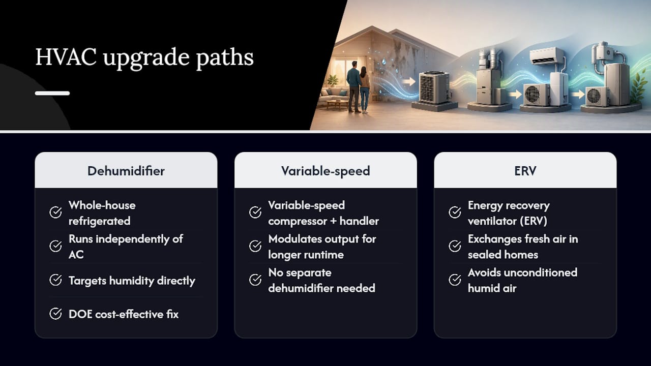 Three HVAC humidity upgrade paths compared
